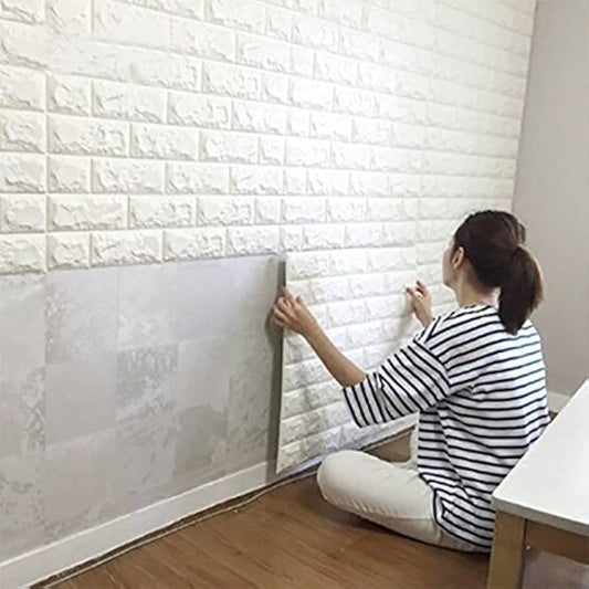 3D Brick Wall Stickers Self Adhesive Wallpaper Sheets 3mm | Peel and Stick Wall Brick Room Panels PE Foam High Quality Bricks Wallpaper